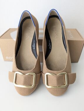 Rothy's Tan Round Toe Flat with Buckle